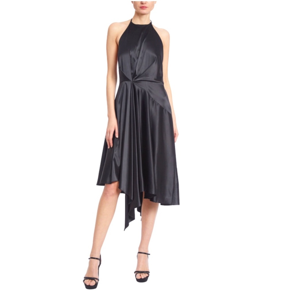 Jewel BADGLEY MISCHKA Satin Backless Dress with High-Low Skirt